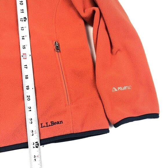 LL Bean Fleece Jacket Full Zip size S orange - Picture 7 of 9